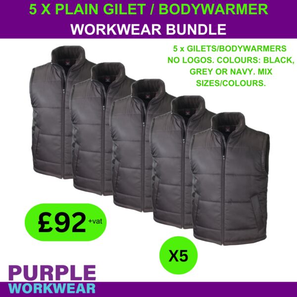 5 x PLAIN Gilet / Bodywarmer workwear pack Thumbnail