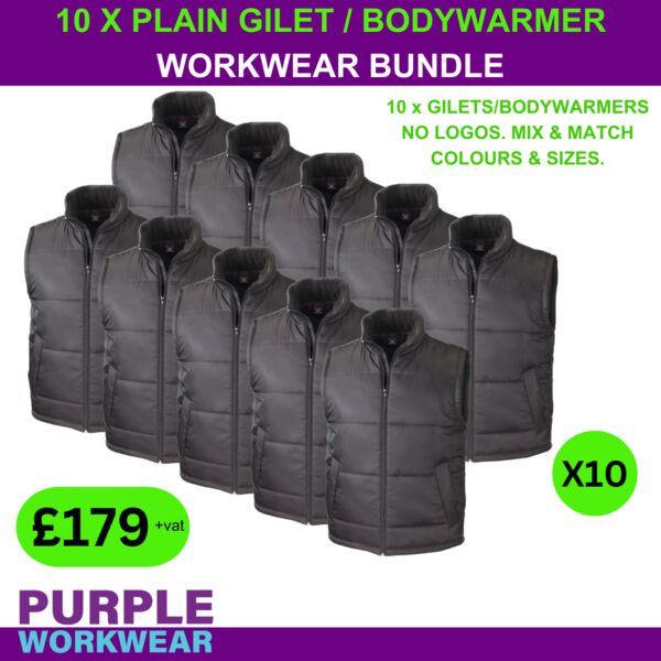 10 x PLAIN Gilet / Bodywarmer workwear pack Thumbnail